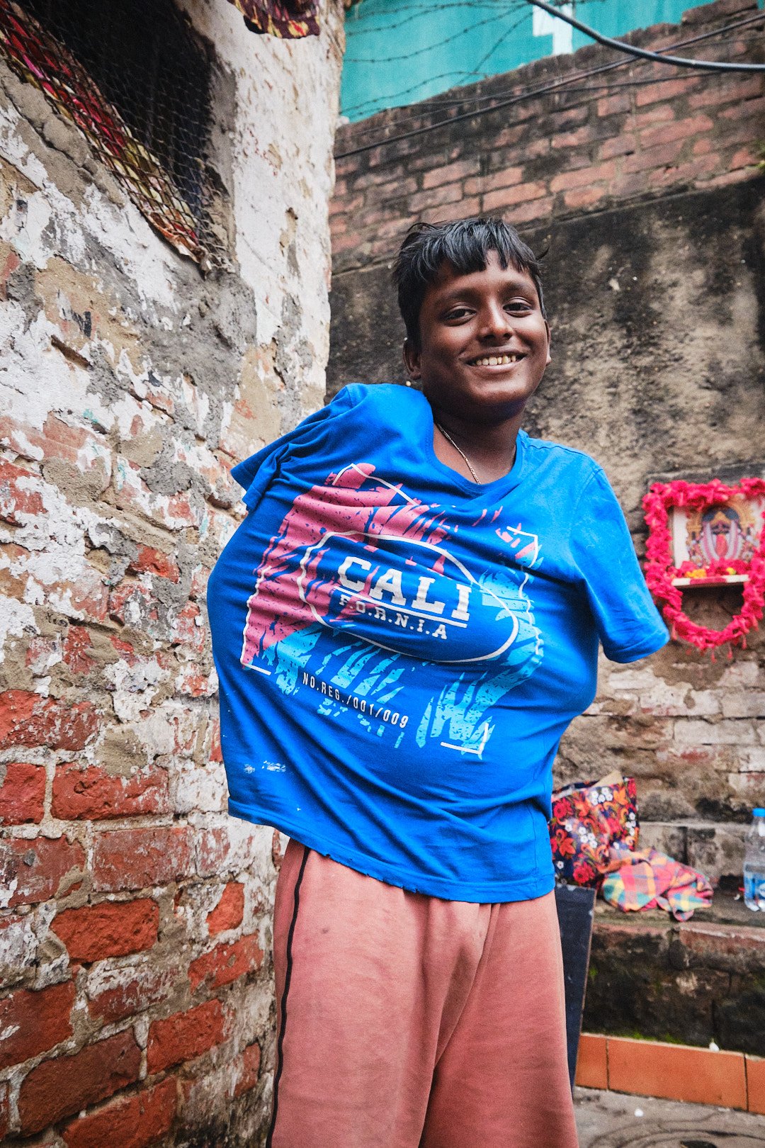Portrait Boy Playful Kolkata India Street Documentary Graphic Color Contrast